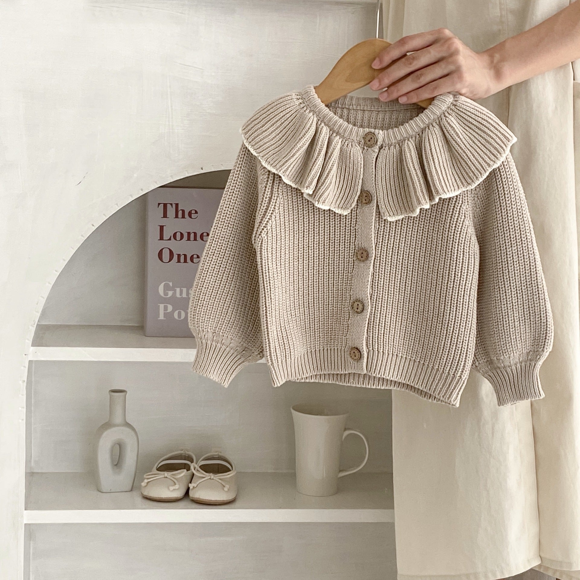 【BABY】フリルカラーニットカーディガン CawaKomostore