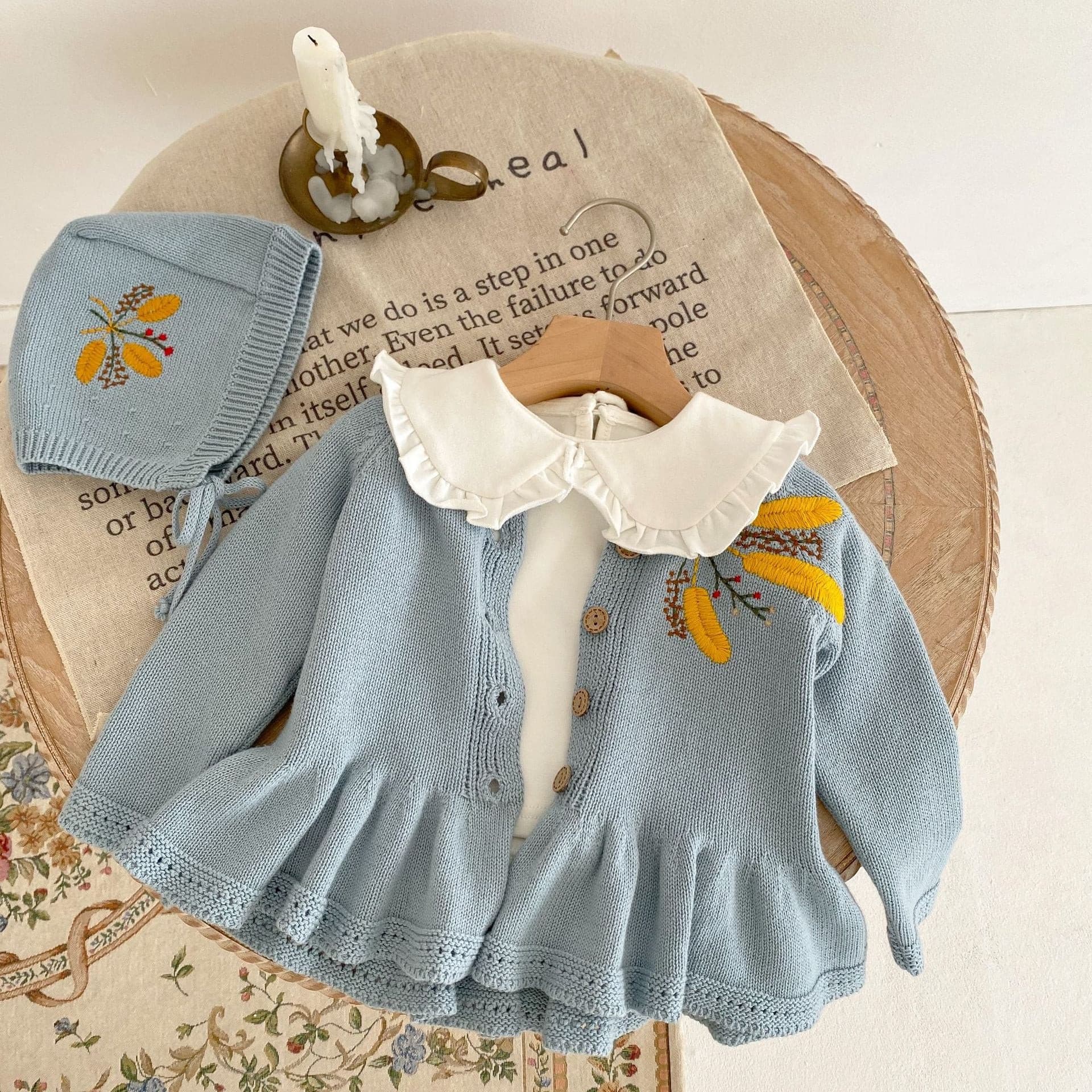 【BABY】アカシアカーディガン＋ボンネット CawaKomostore