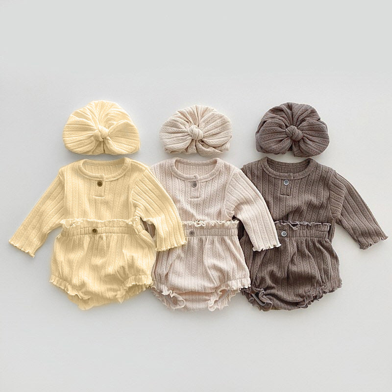 【BABY】レタストリム長袖ブルマwith ターバン3点セット CawaKomostore