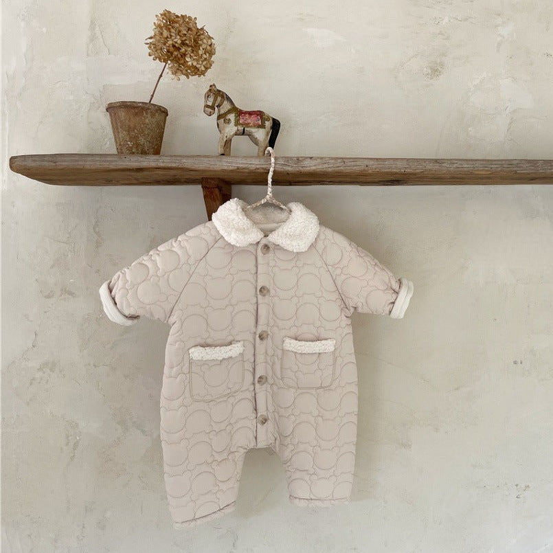 【BABY】淡色くまジャンプスーツ(キルティング) CawaKomostore