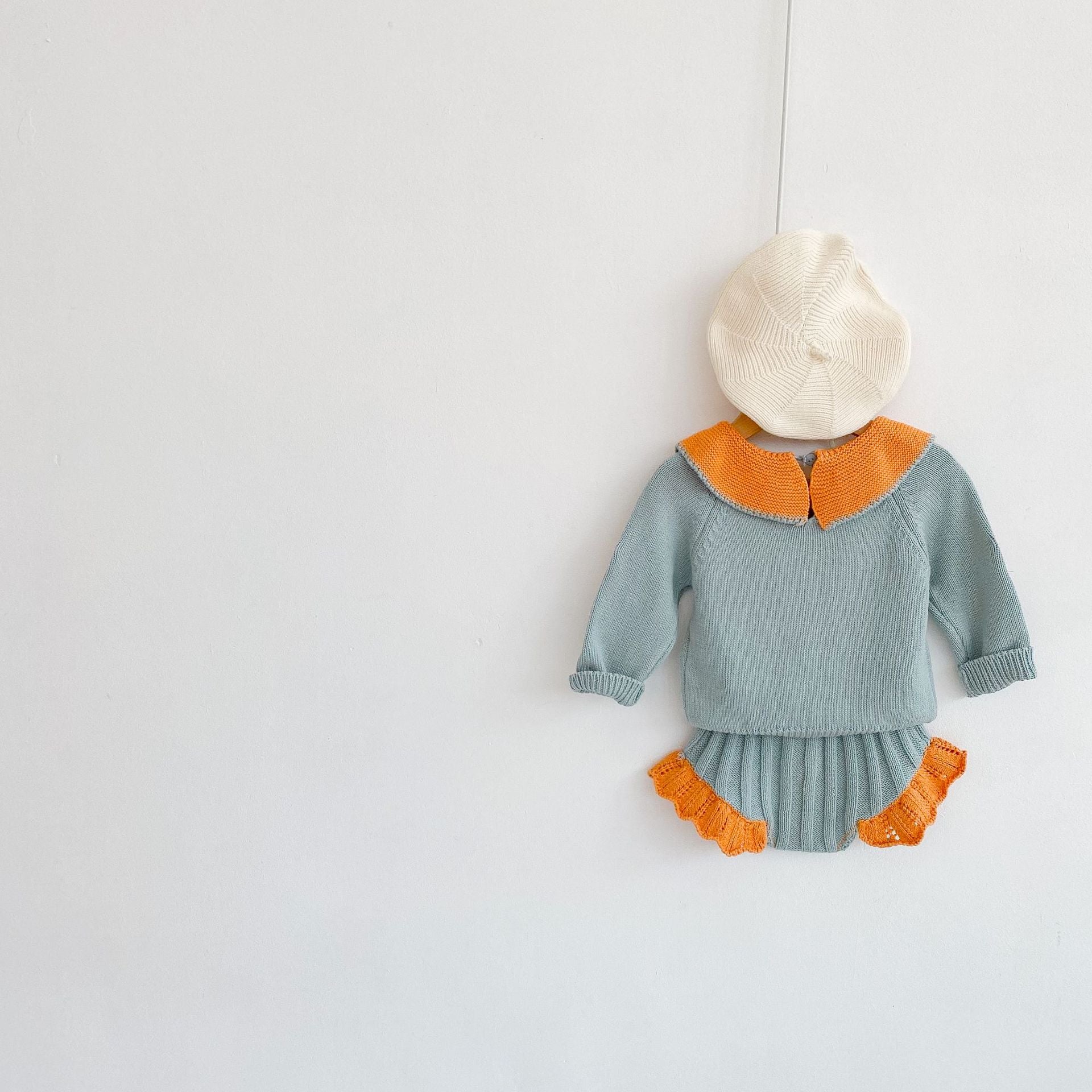 【BABY】フラワーニットセットアップ(ブルー) CawaKomostore