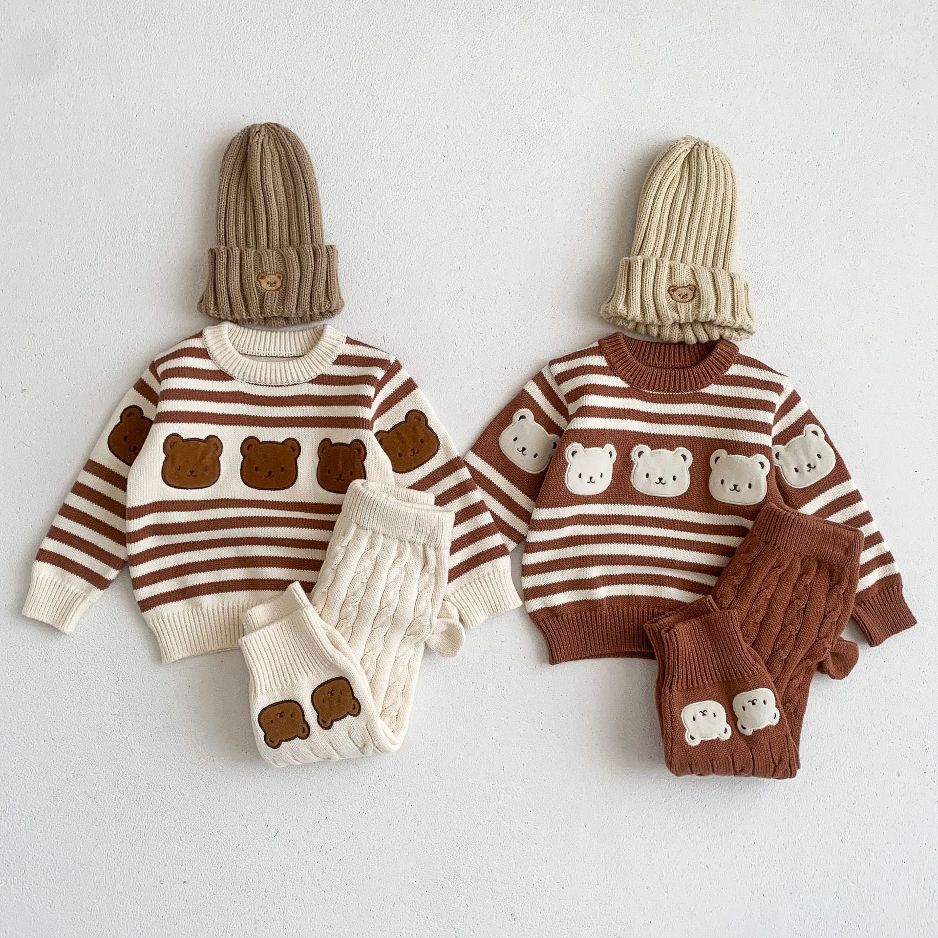 【BABY】クマ柄ボーダーセーター＆レギンス CawaKomostore