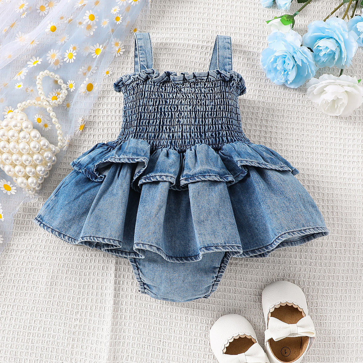 【BABY】デニム生地スカートロンパース CawaKomostore