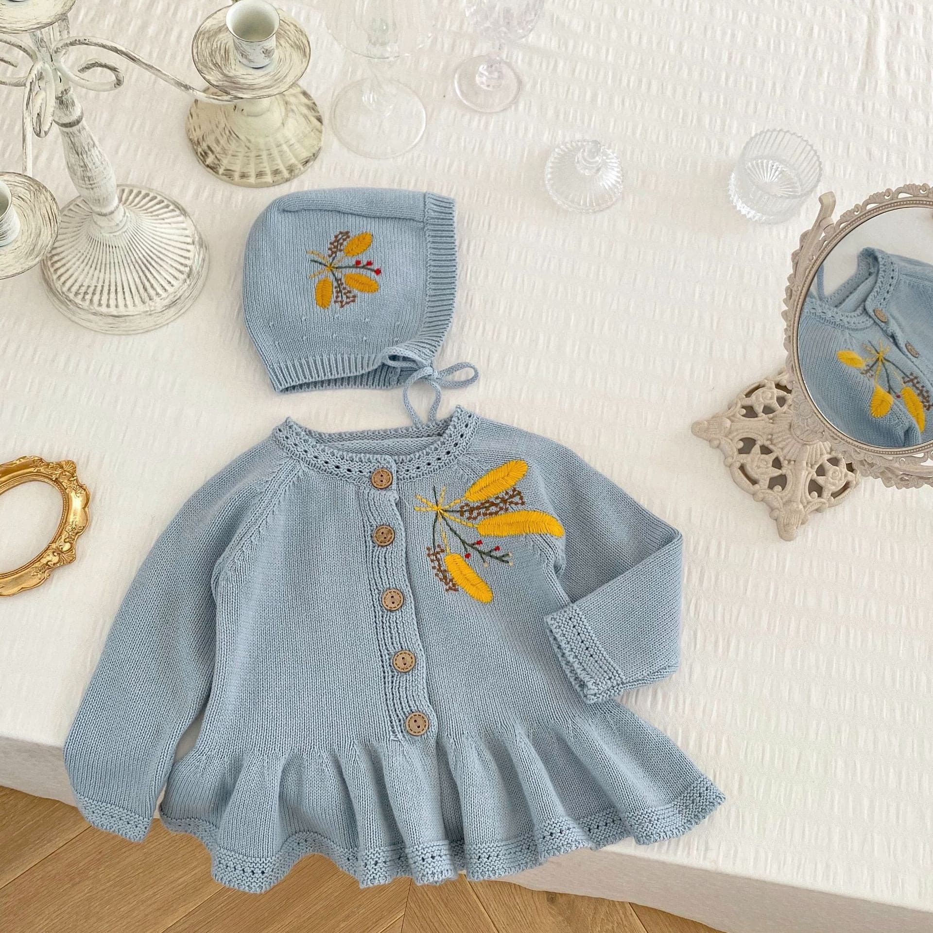 【BABY】アカシアカーディガン＋ボンネット CawaKomostore