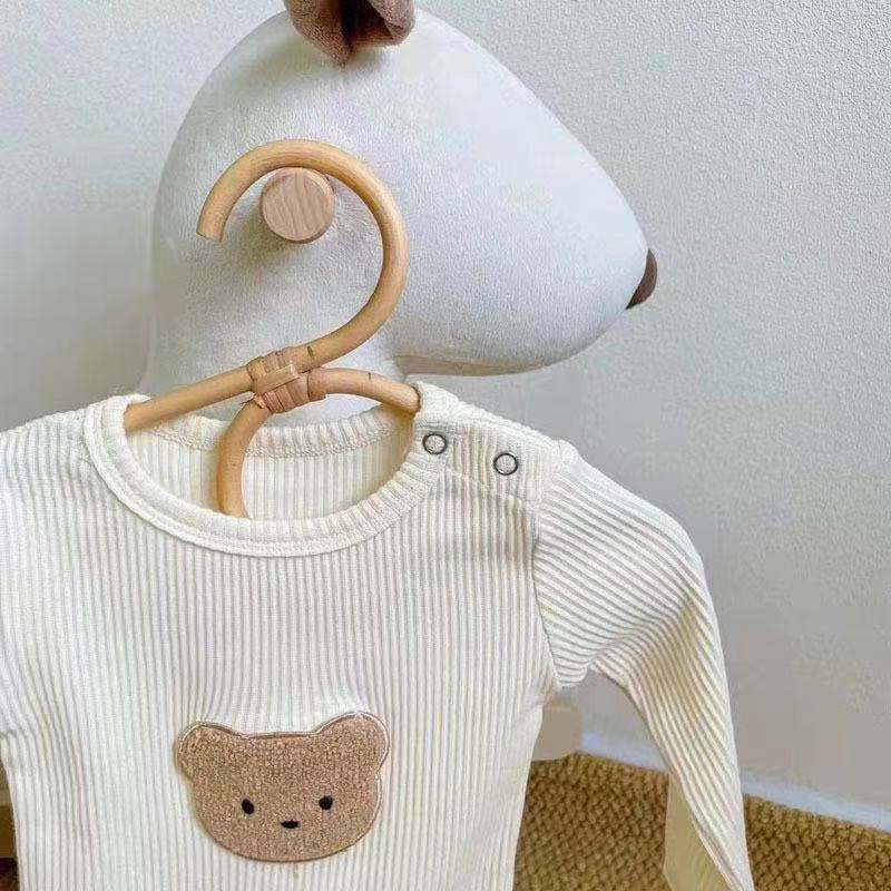 【BABY】モコくまさんホワイトリブロンパース CawaKomostore