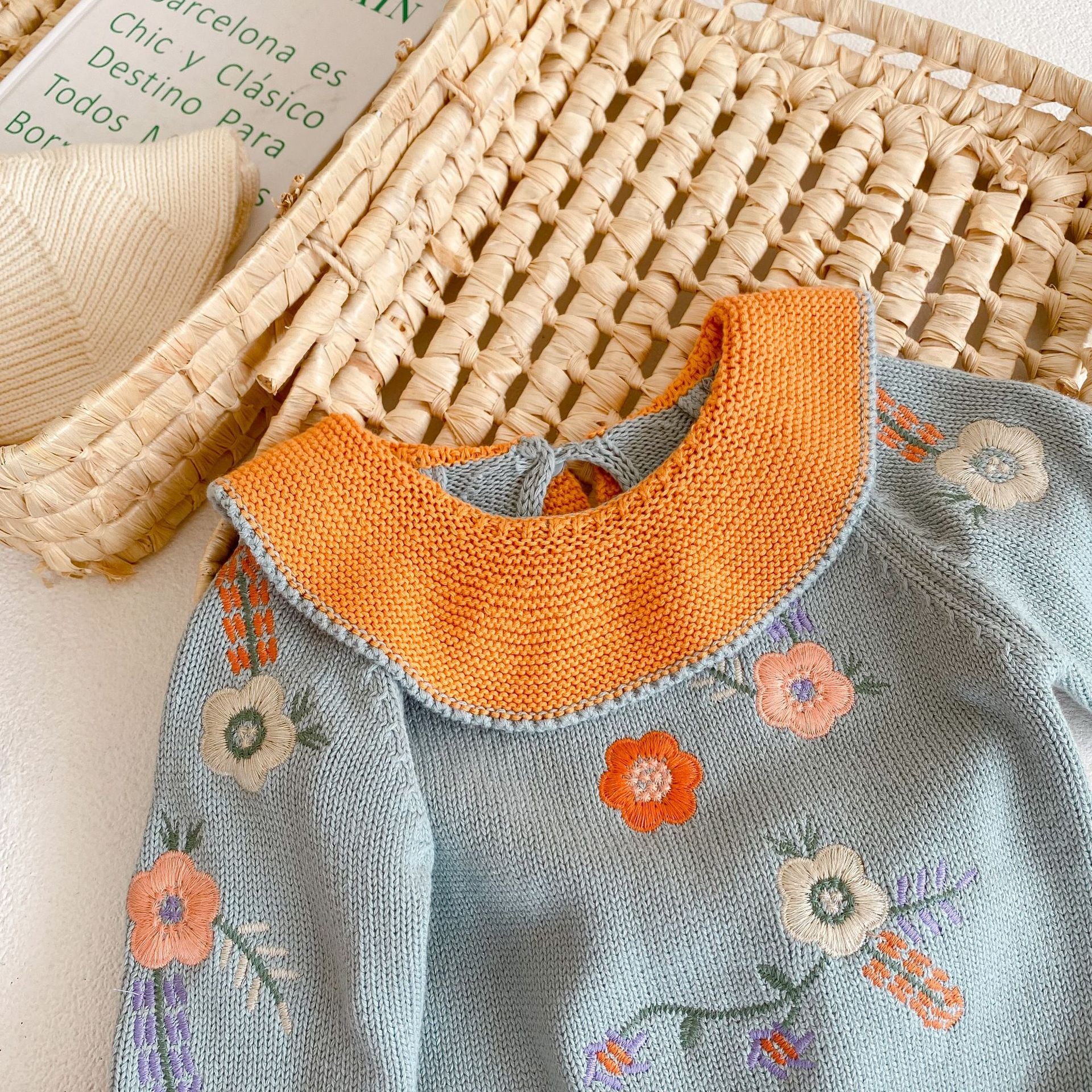【BABY】フラワーニットセットアップ(ブルー) CawaKomostore