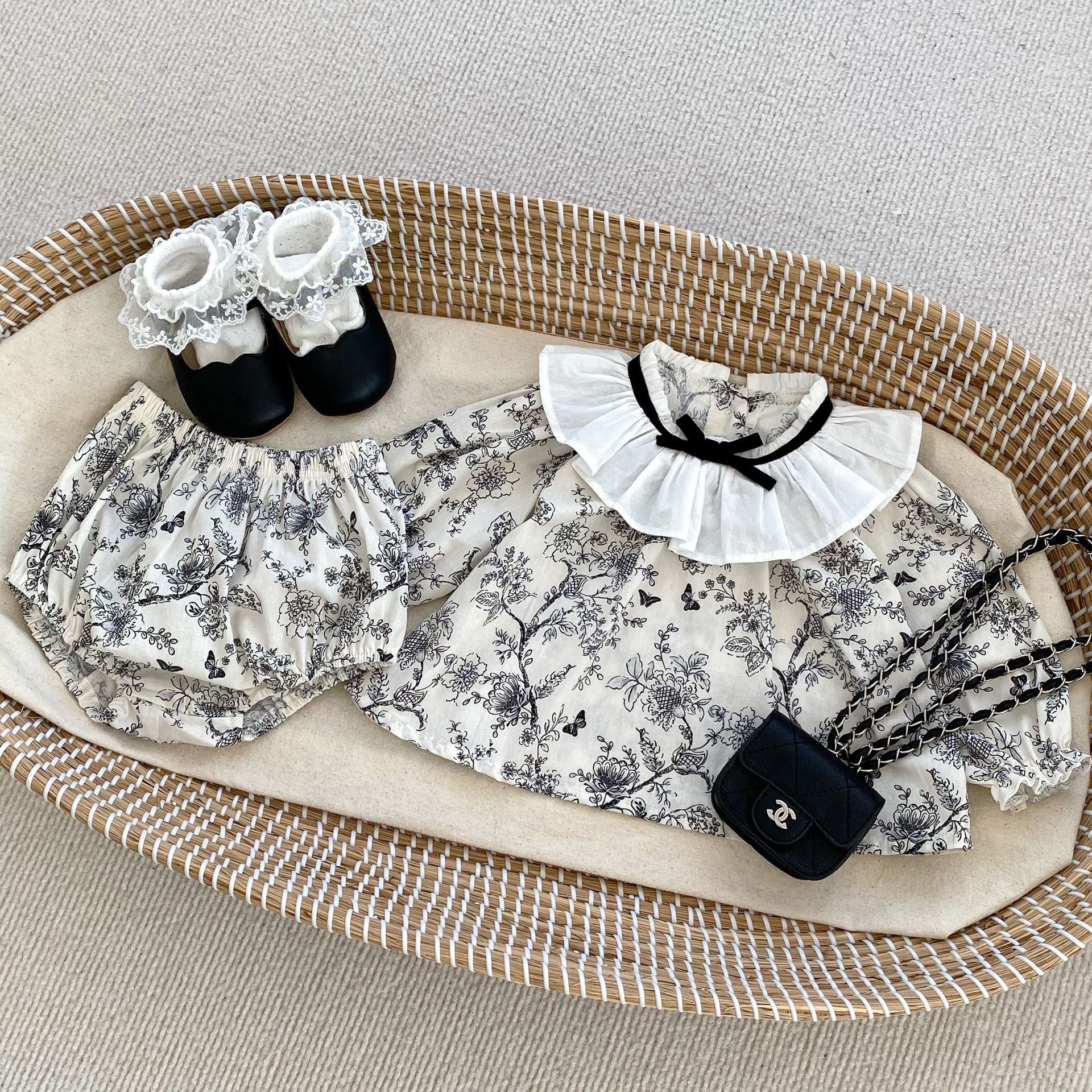 【BABY】ボタニカル柄レトロ ブラウス＆ブルマ CawaKomostore