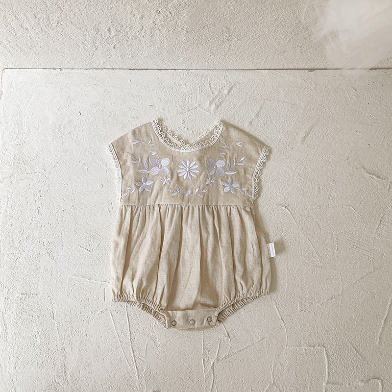 【BABY】フラワー刺繍フロントロンパース CawaKomostore