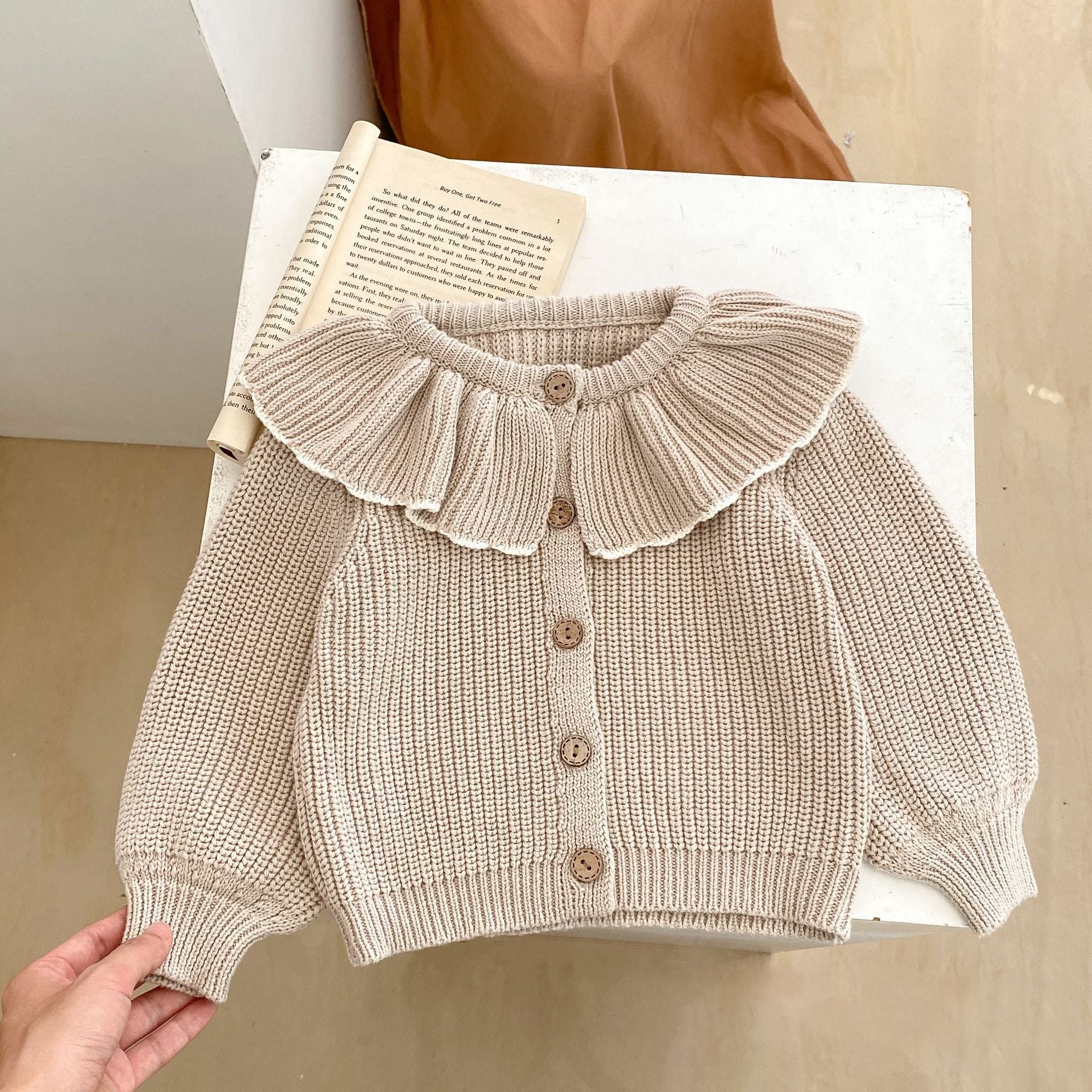 【BABY】フリルカラーニットカーディガン CawaKomostore