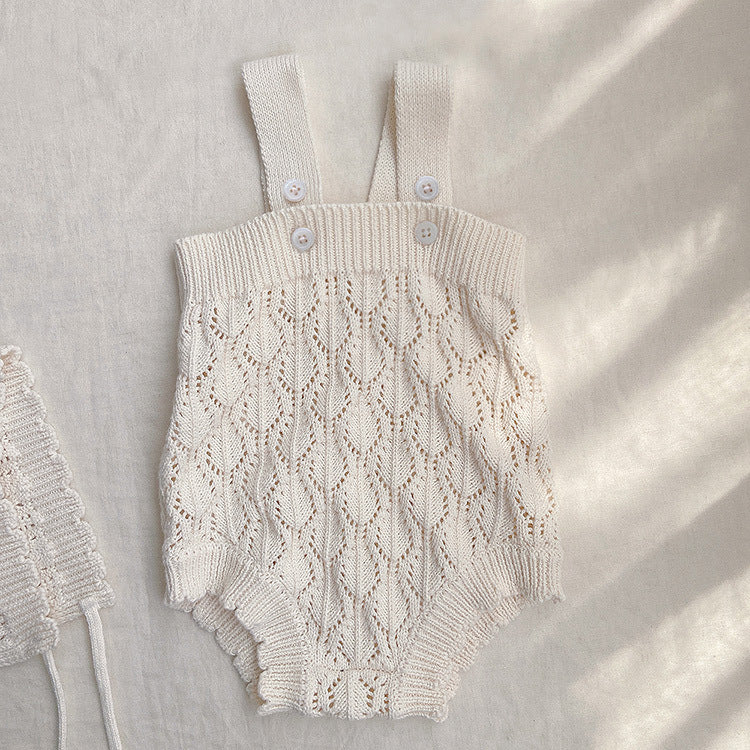【BABY】かぎ編みニット サロペット (ボンネットセット） CawaKomostore