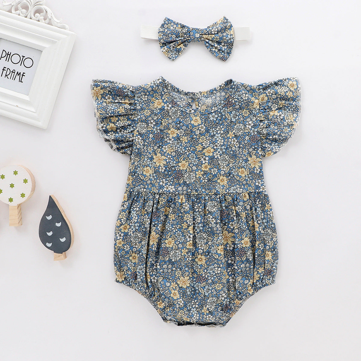 【BABY】ロンパース / 女の子 / 花柄🌸/ヘアバンド付き CawaKomostore