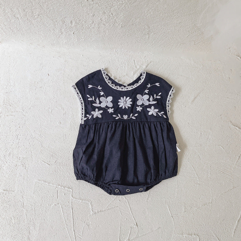 【BABY】フラワー刺繍フロントロンパース CawaKomostore