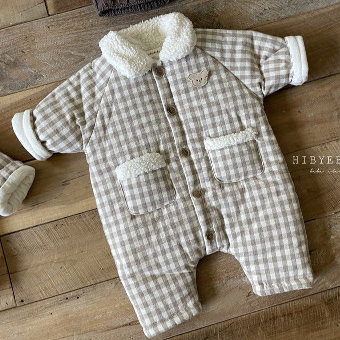 【BABY】淡色くまジャンプスーツ(キルティング) CawaKomostore
