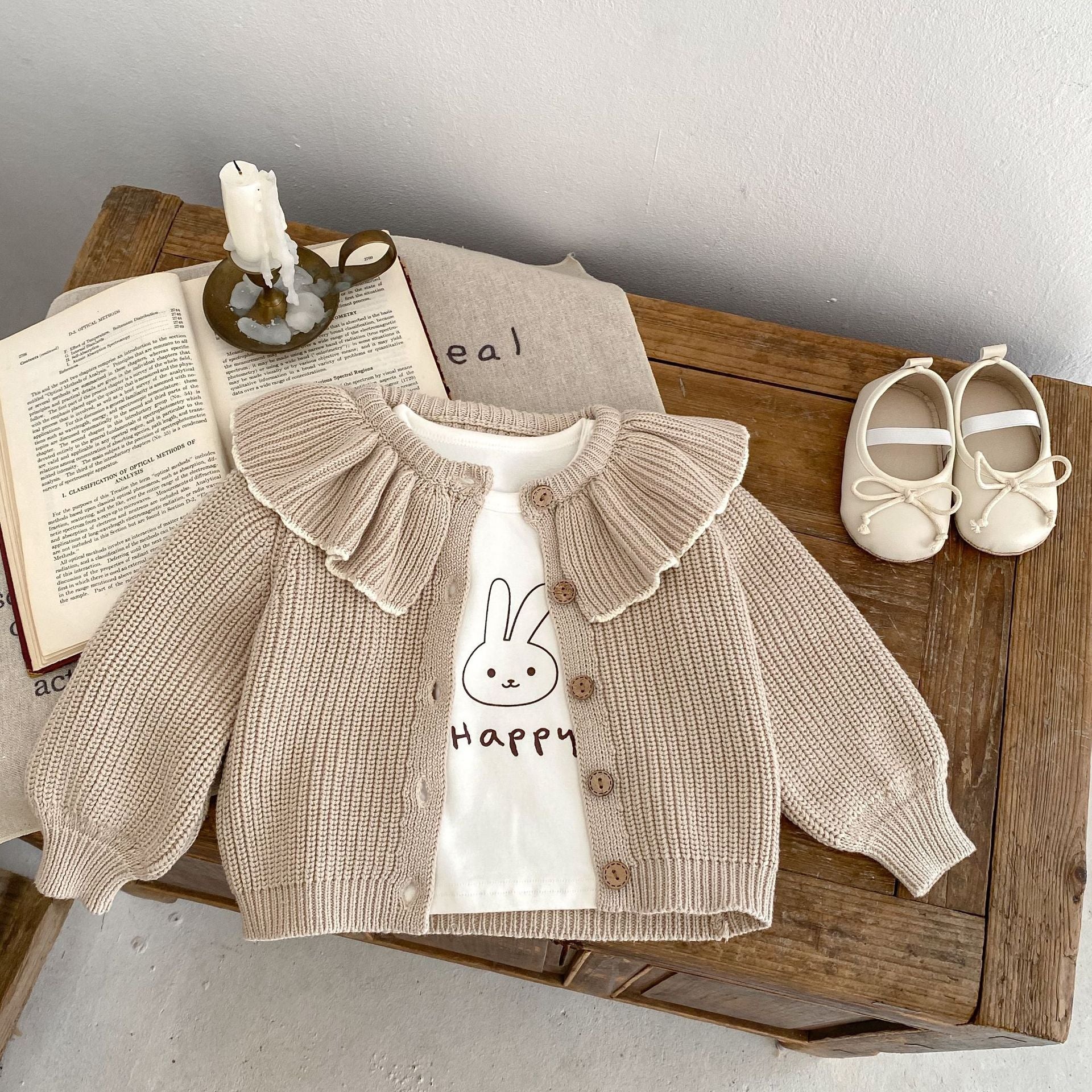 【BABY】フリルカラーニットカーディガン CawaKomostore