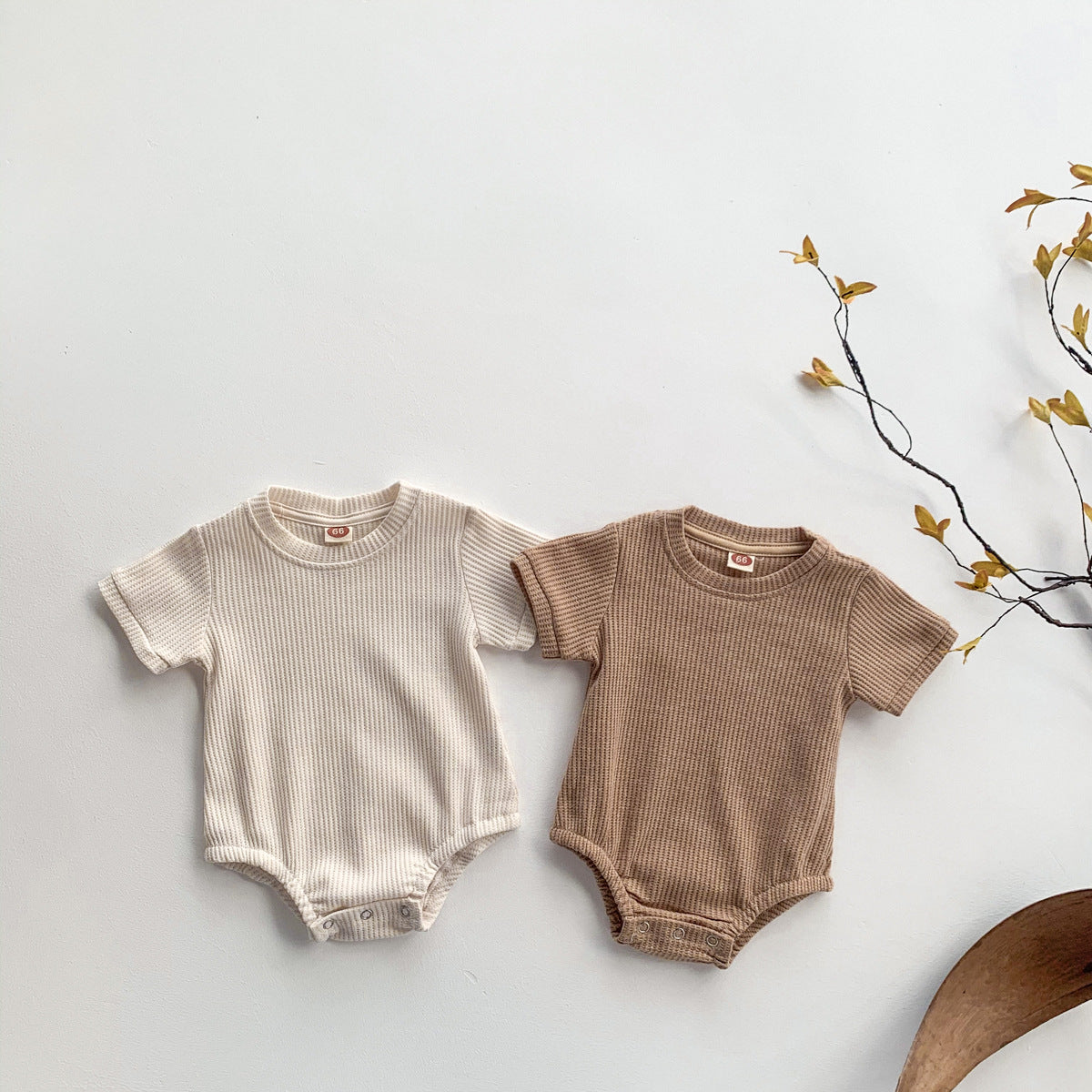 【BABY】ナチュラルカラーリブロンパース CawaKomostore