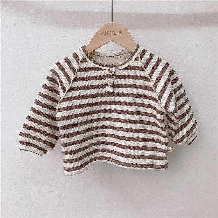 【BABY】ワッフルボーダー＆無地トップス(裏起毛) CawaKomostore