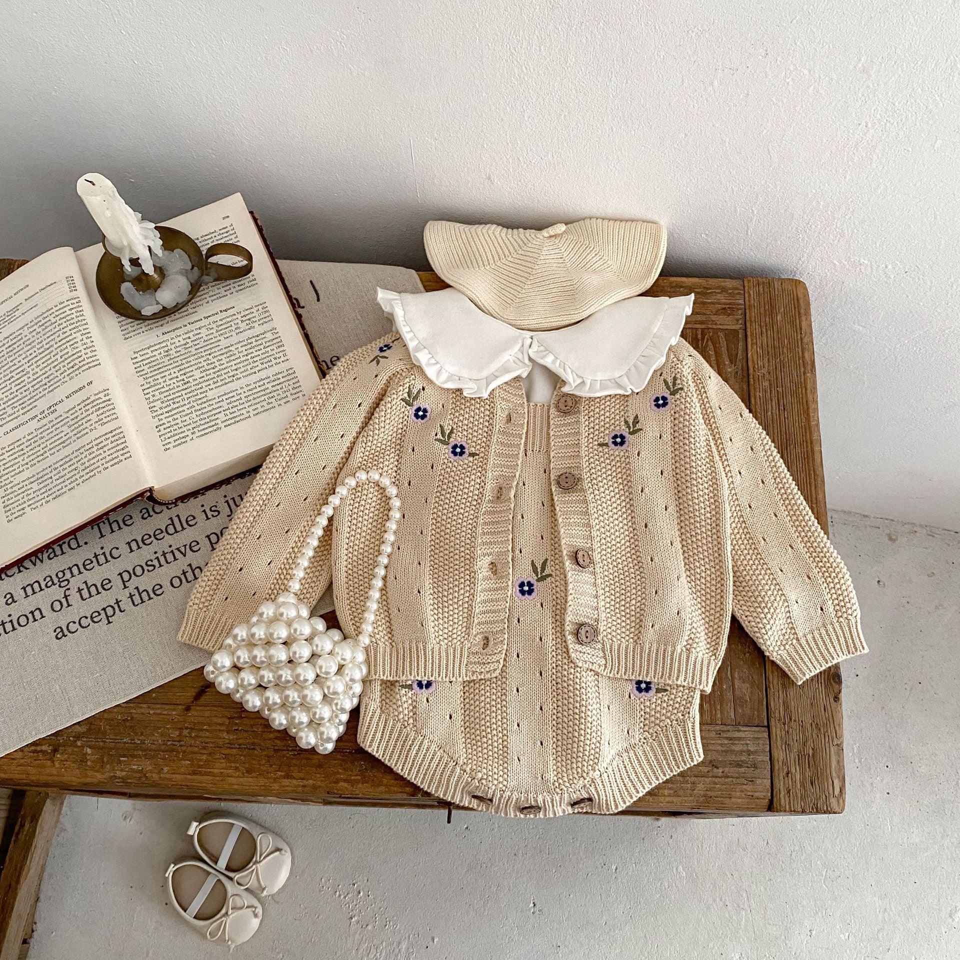 【BABY】 デザインニットフラワーカーディガン/サロペット CawaKomostore