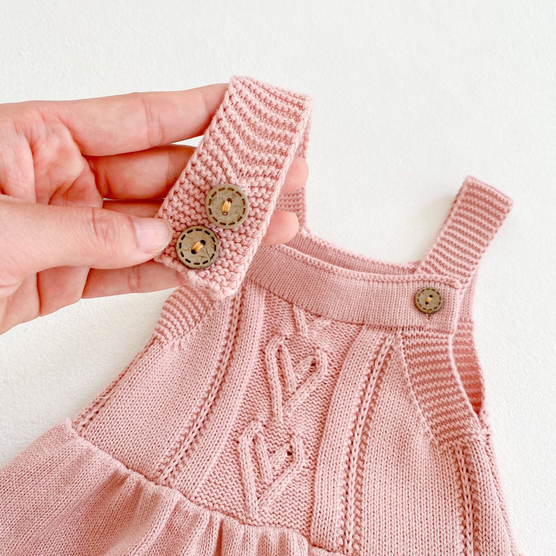 【BABY】バービーピンクハート編みサロペット (ボンネット別売り) CawaKomostore
