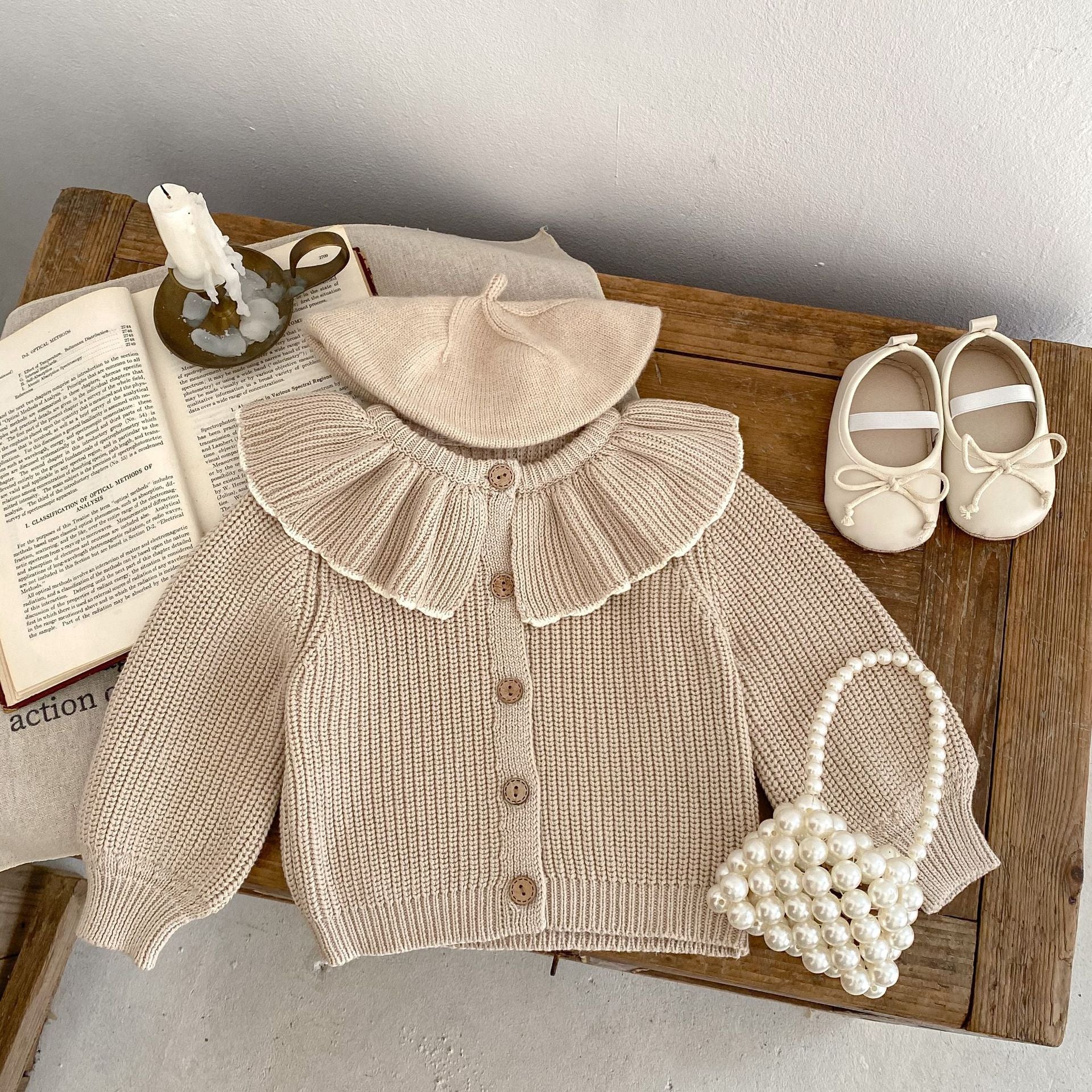 【BABY】フリルカラーニットカーディガン CawaKomostore