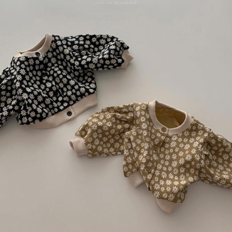 【BABY】デイジー総柄ニットカーディガン CawaKomostore