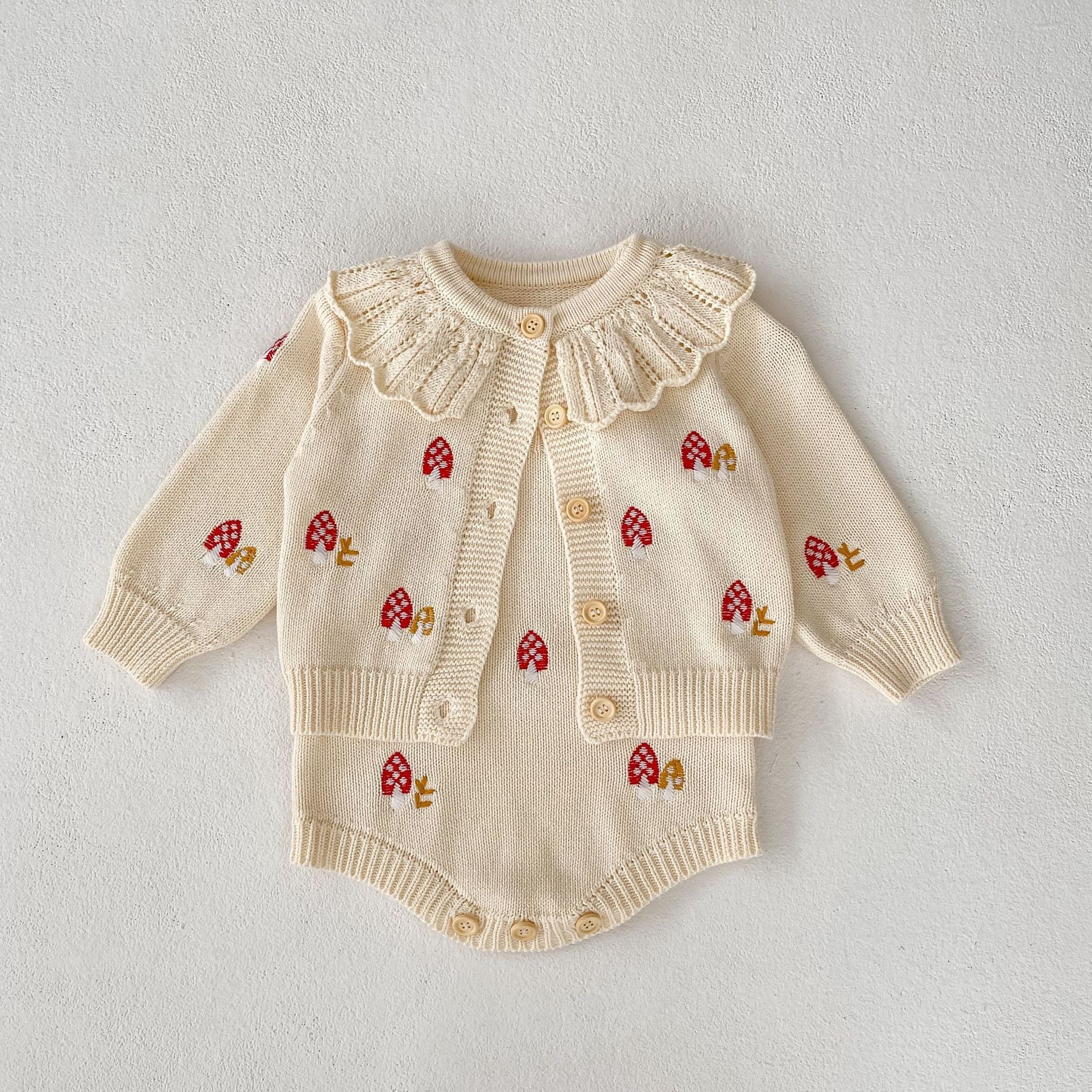 【BABY】 キノコ刺繡カーディガン/サロペット CawaKomostore