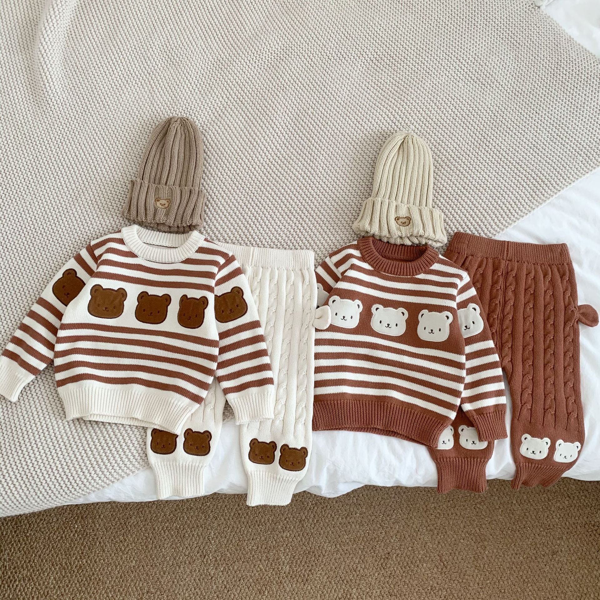【BABY】クマ柄ボーダーセーター＆レギンス CawaKomostore