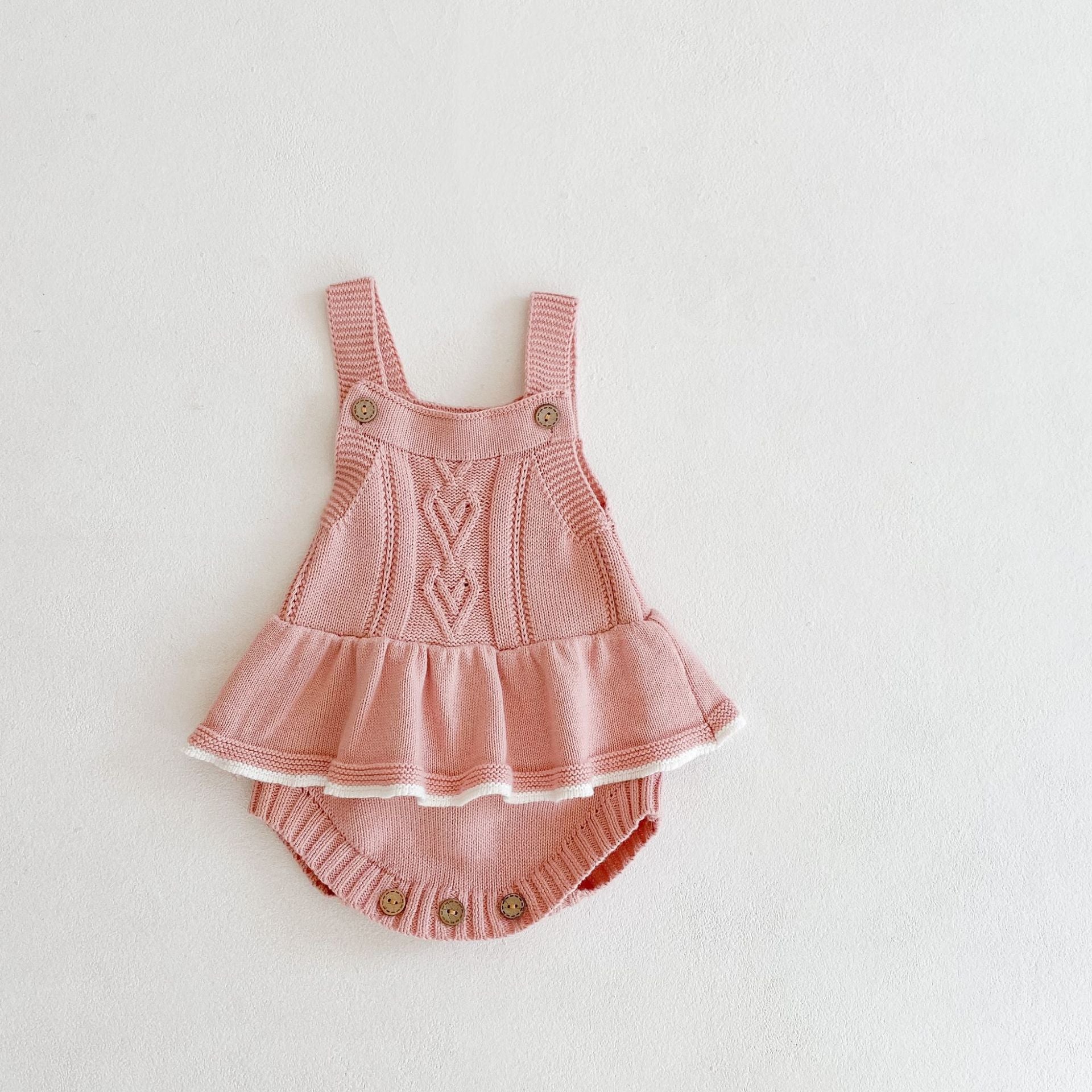 【BABY】バービーピンクハート編みサロペット (ボンネット別売り) CawaKomostore