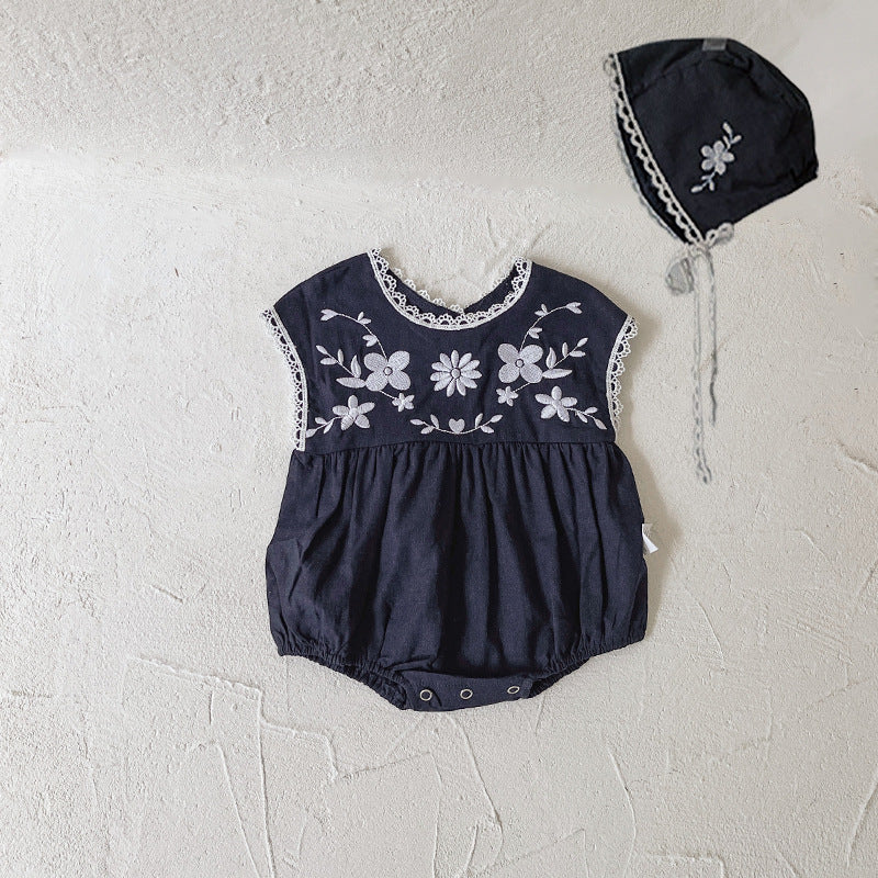 【BABY】フラワー刺繍フロントロンパース CawaKomostore