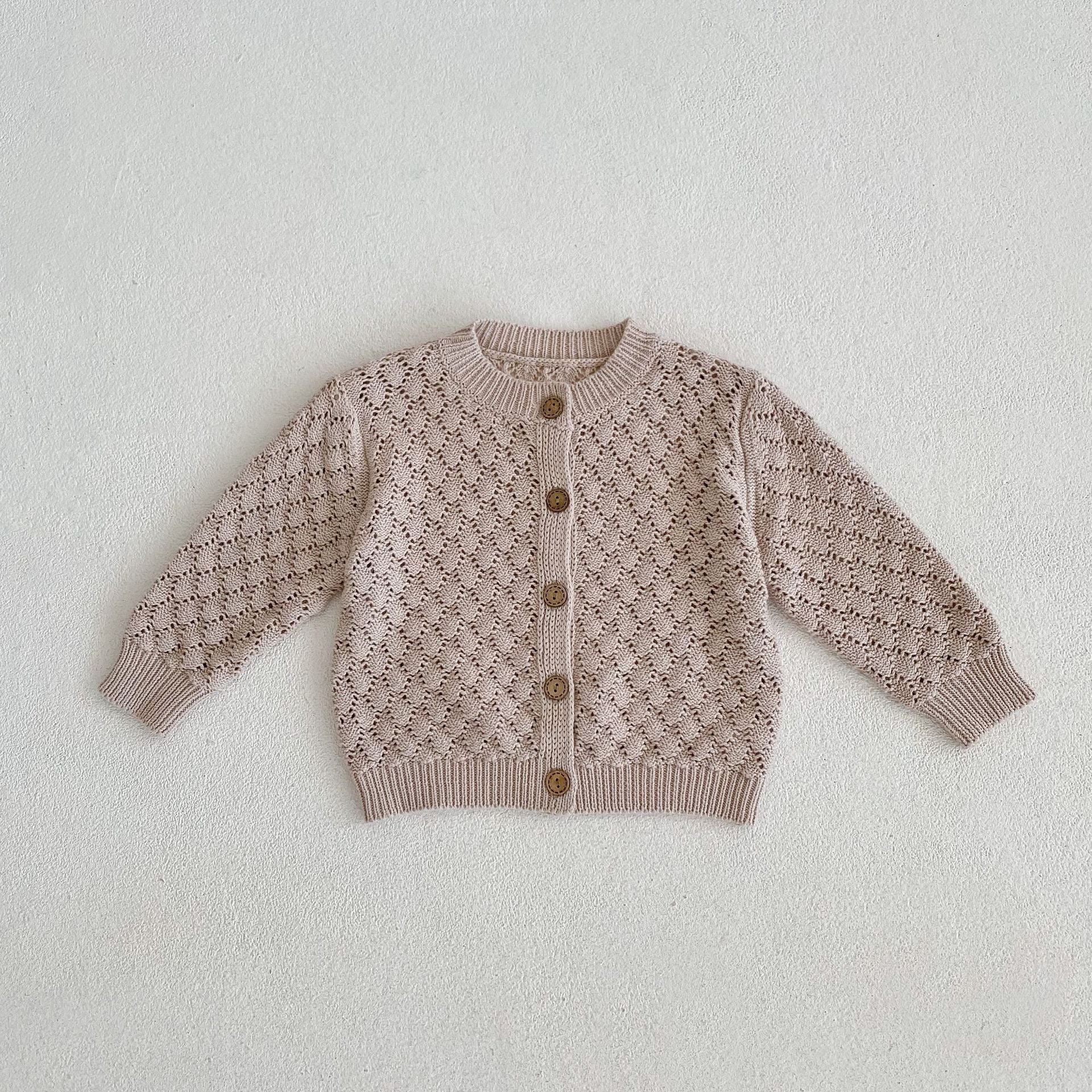 【BABY】ワンカラー透かし編みカーディガン CawaKomostore
