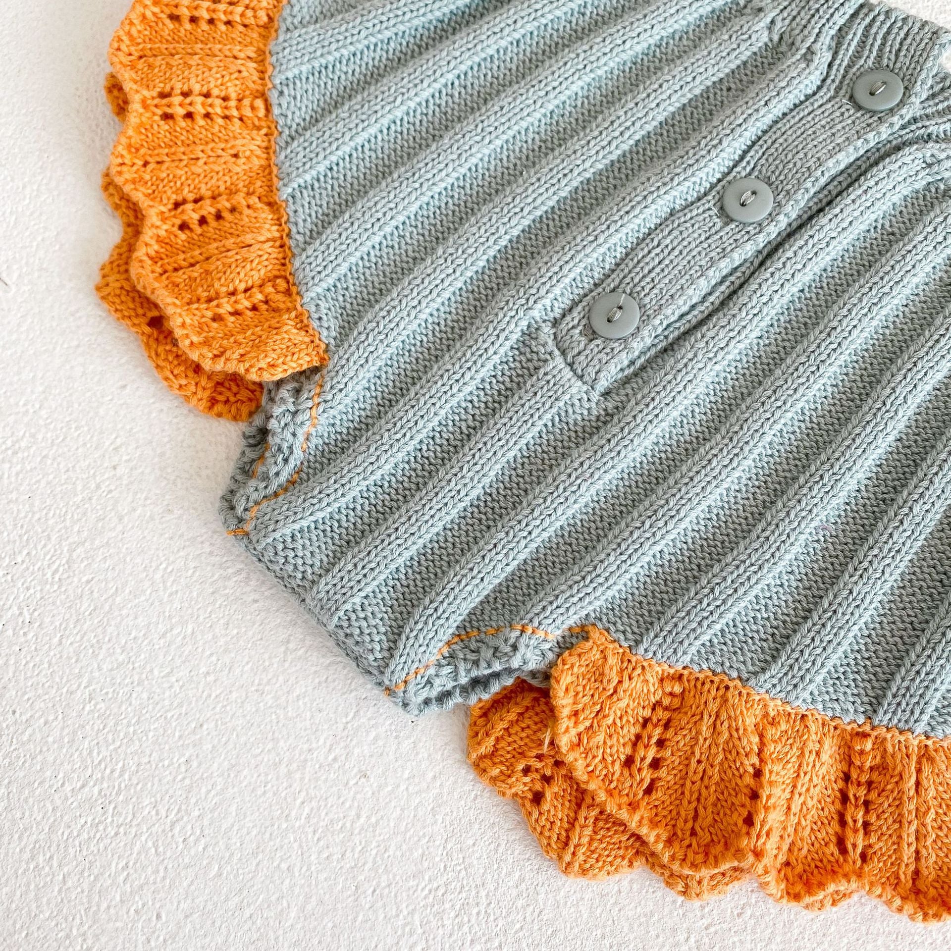 【BABY】フラワーニットセットアップ(ブルー) CawaKomostore