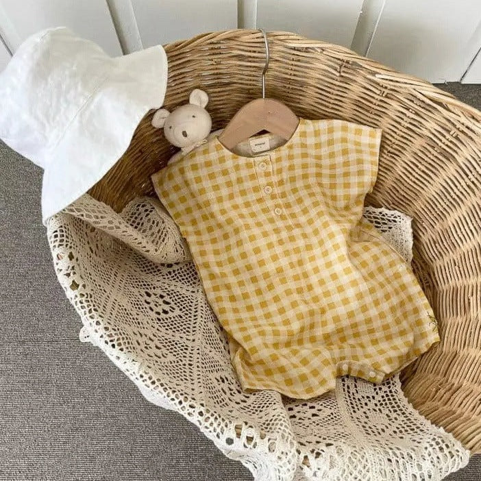 【BABY】ミニマリズムチェック / ドット柄ロンパース CawaKomostore