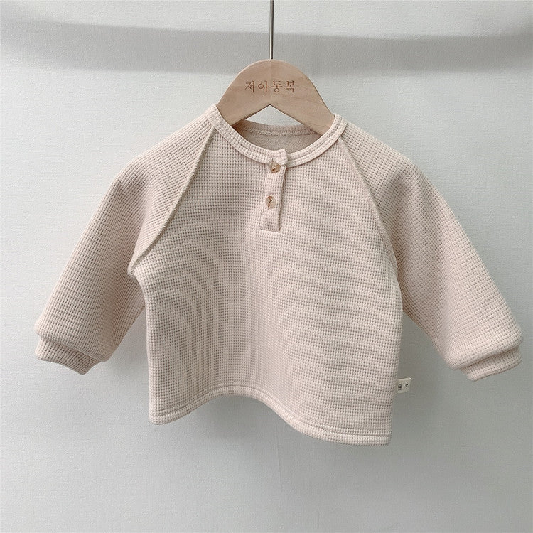 【BABY】ワッフルボーダー＆無地トップス(裏起毛) CawaKomostore