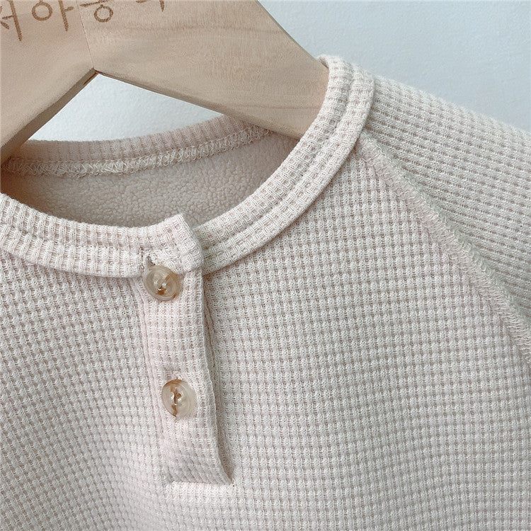 【BABY】ワッフルボーダー＆無地トップス(裏起毛) CawaKomostore