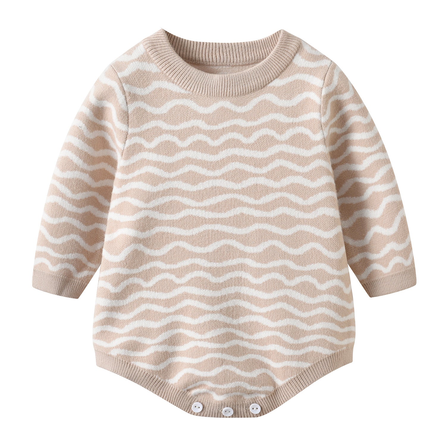 【BABY】なみなみボーダーニットロンパース(うさ耳ニット帽付き) CawaKomostore