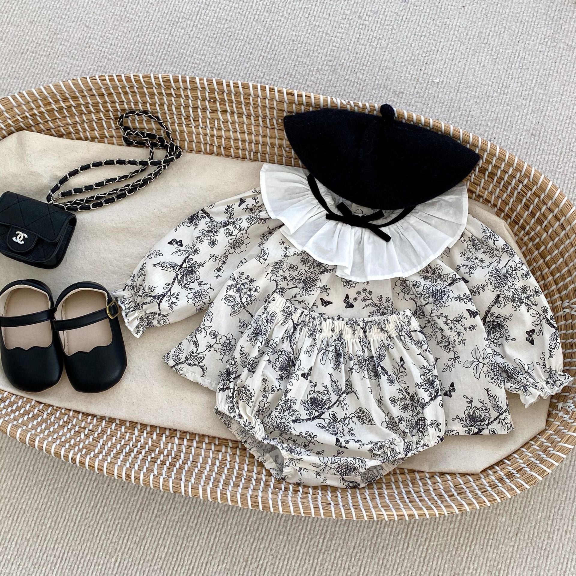 【BABY】ボタニカル柄レトロ ブラウス＆ブルマ CawaKomostore