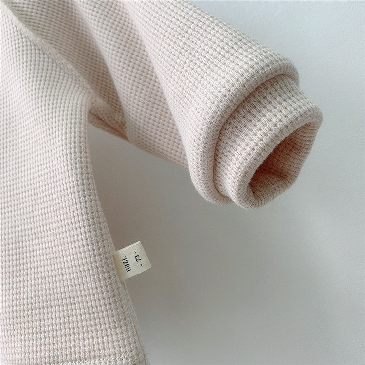 【BABY】ワッフルボーダー＆無地トップス(裏起毛) CawaKomostore