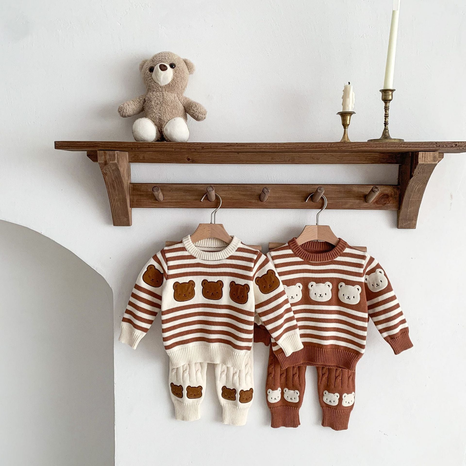 【BABY】クマ柄ボーダーセーター＆レギンス CawaKomostore