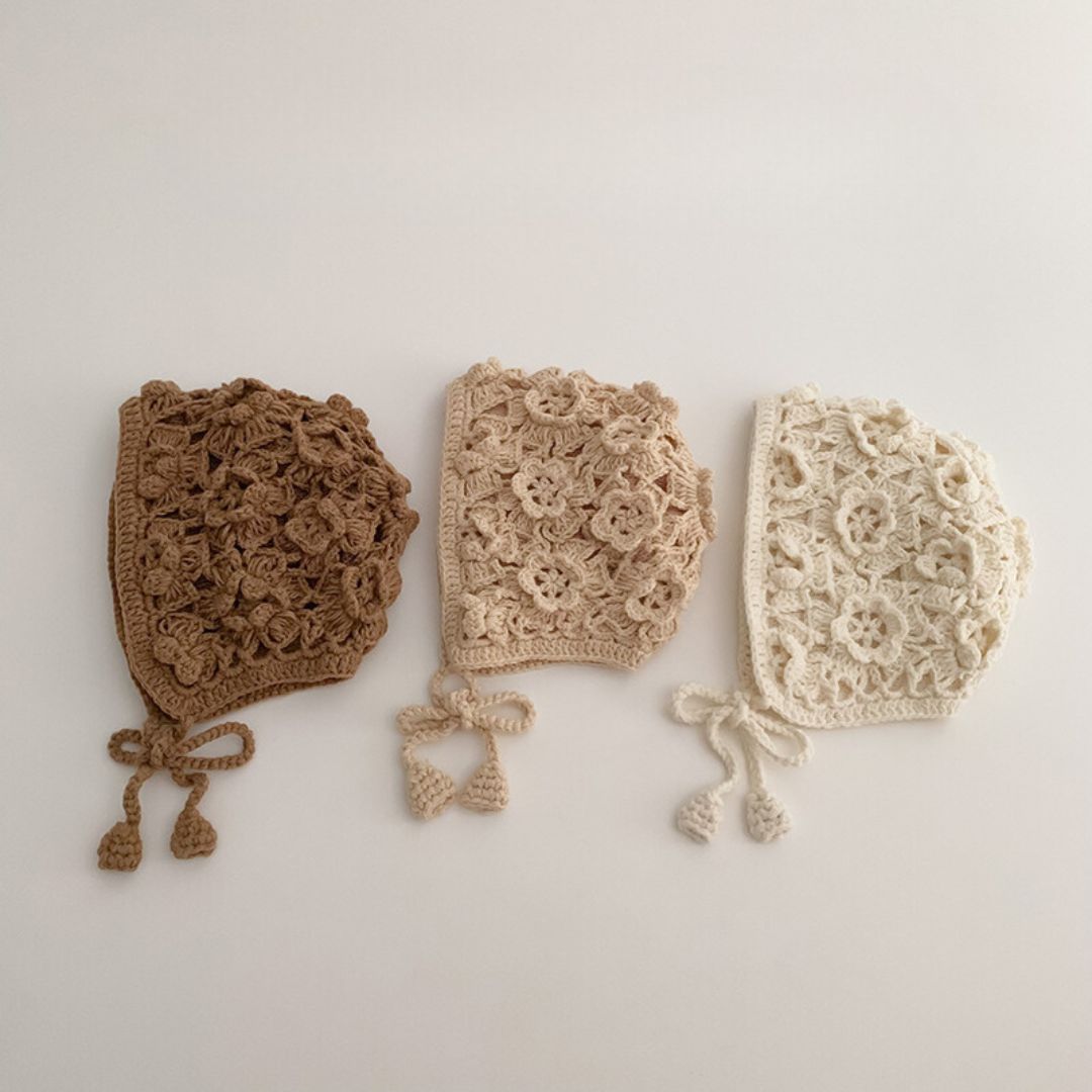 【帽子】透かし編みニットボンネット CawaKomostore