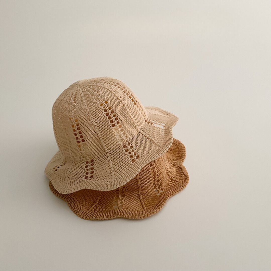 【帽子】お花シェイプ麦わら透かし 帽子 CawaKomostore