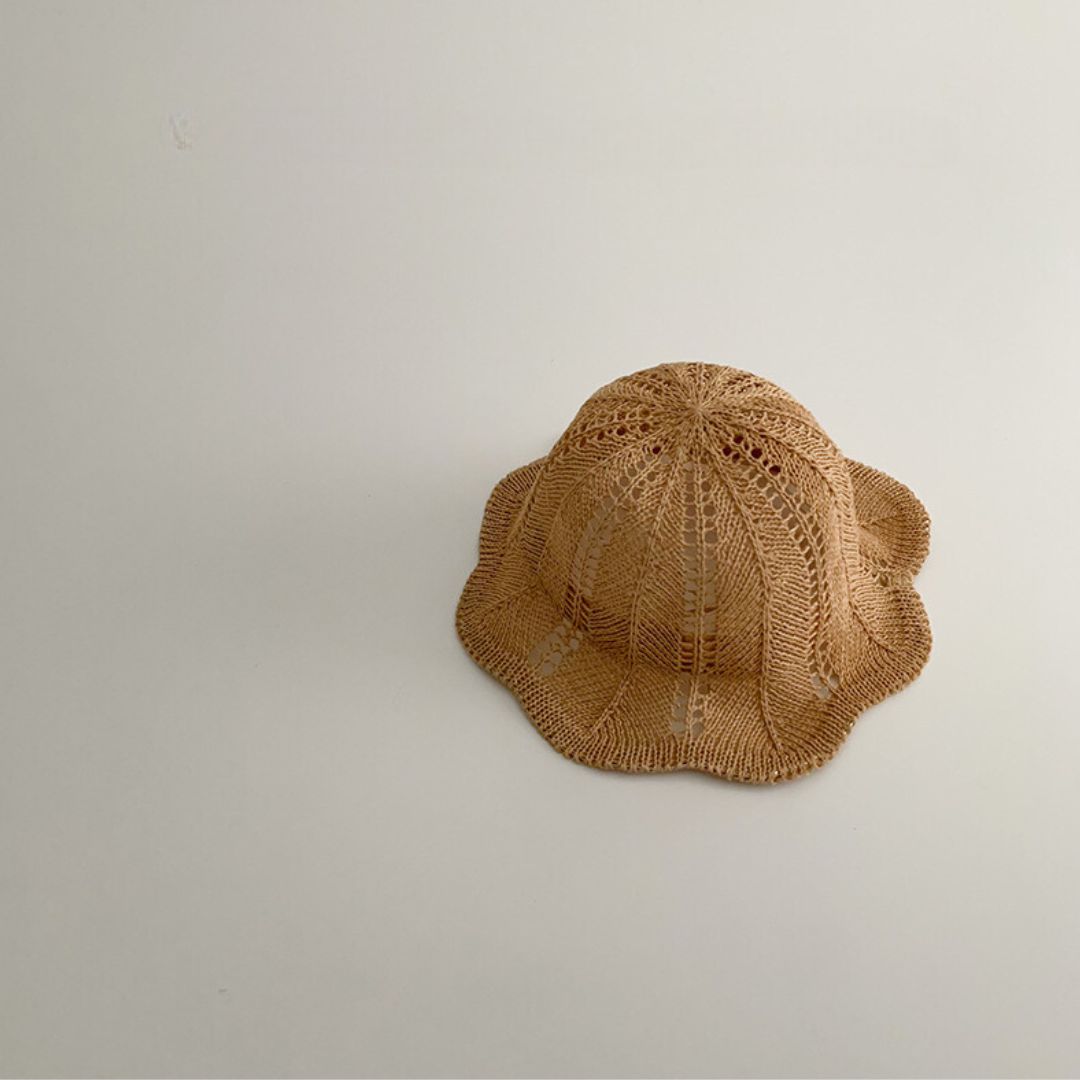 【帽子】お花シェイプ麦わら透かし 帽子 CawaKomostore
