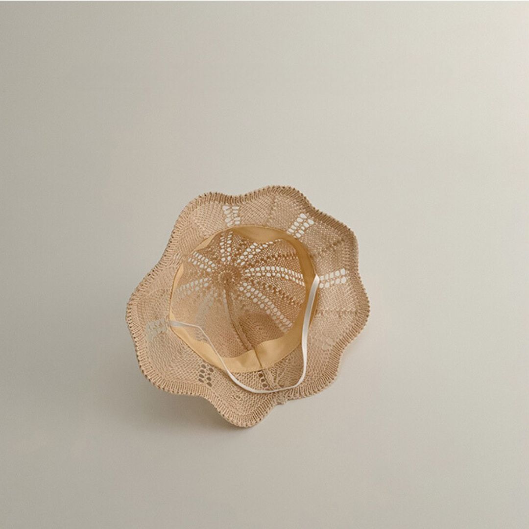 【帽子】お花シェイプ麦わら透かし 帽子 CawaKomostore