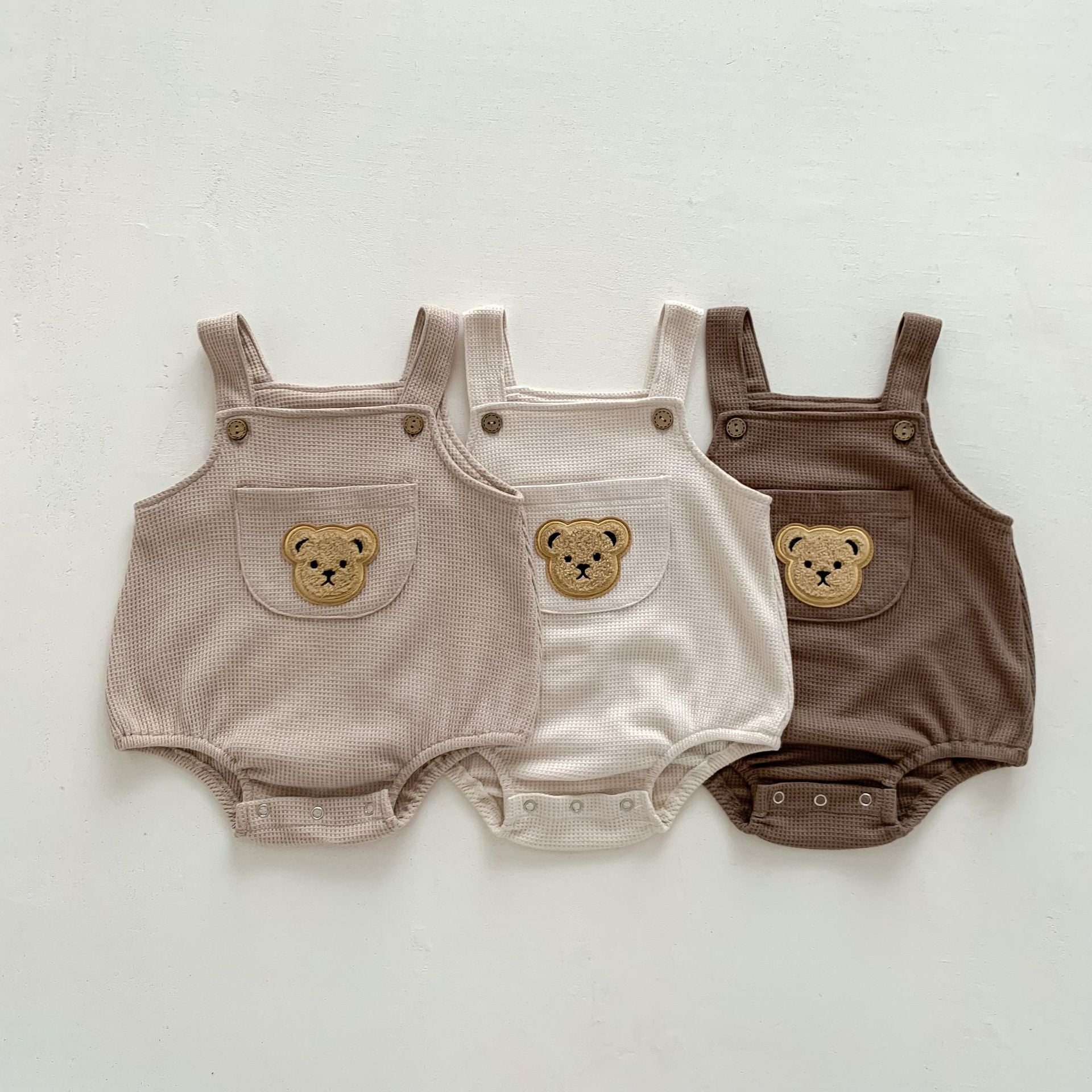 【BABY】モコくまさんポケットワッフルサロペット CawaKomostore
