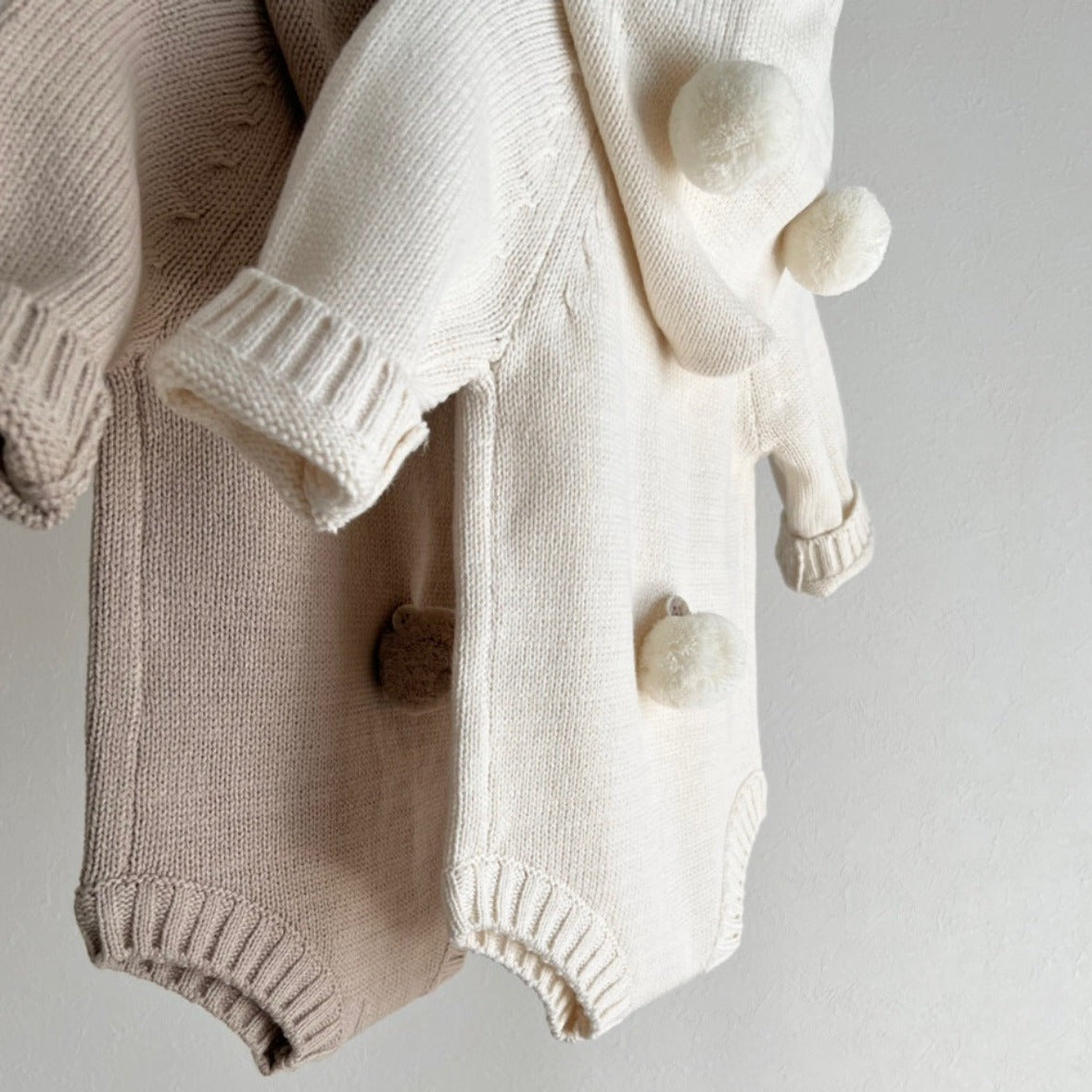 【BABY】くま耳ニットフード付きロンパース CawaKomostore
