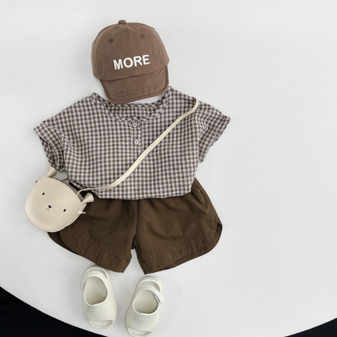【BABY】チェックフロントボタントップス 2color
