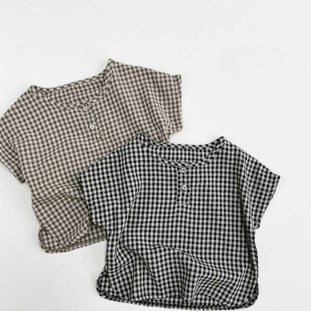 【BABY】チェックフロントボタントップス 2color