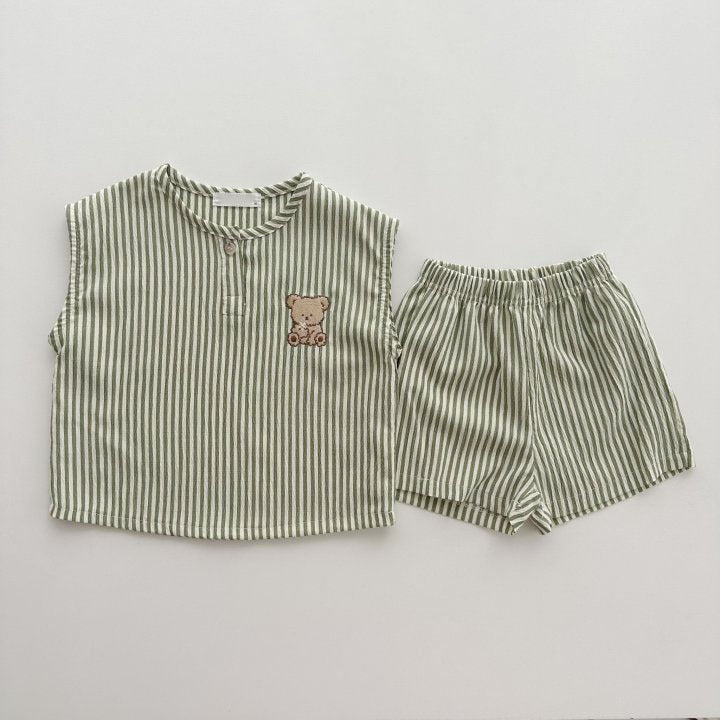 【BABY】ストライプTシャツ×ボトムスセットアップ CawaKomostore