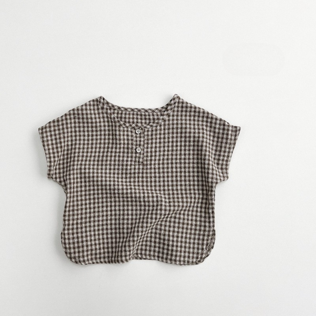 【BABY】チェックフロントボタントップス 2color