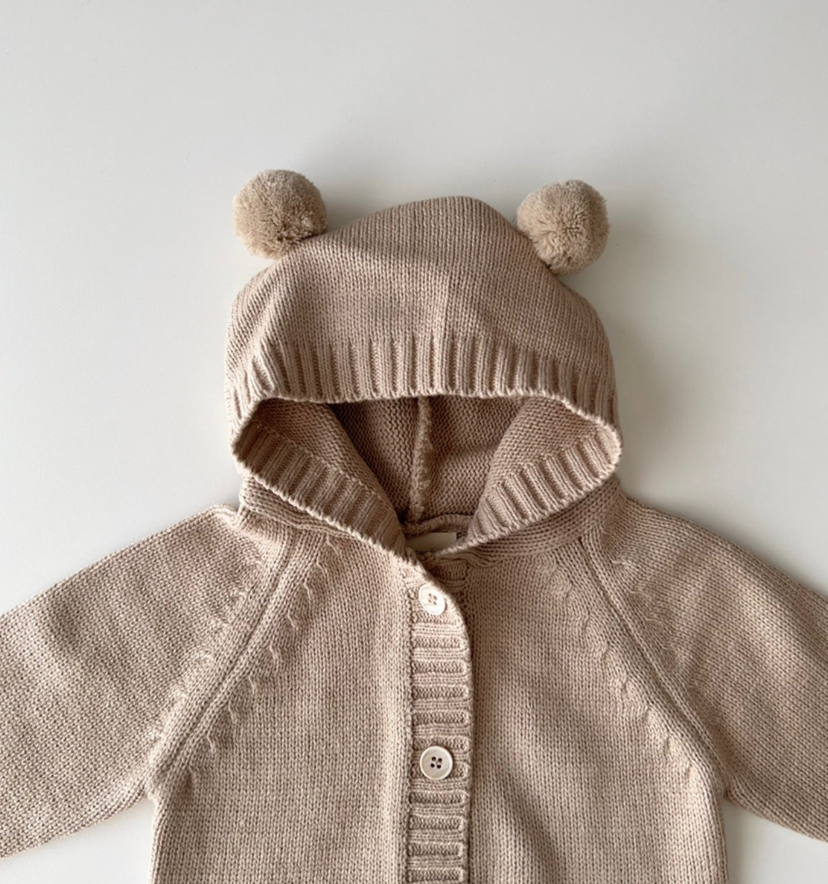 【BABY】くま耳ニットフード付きロンパース CawaKomostore