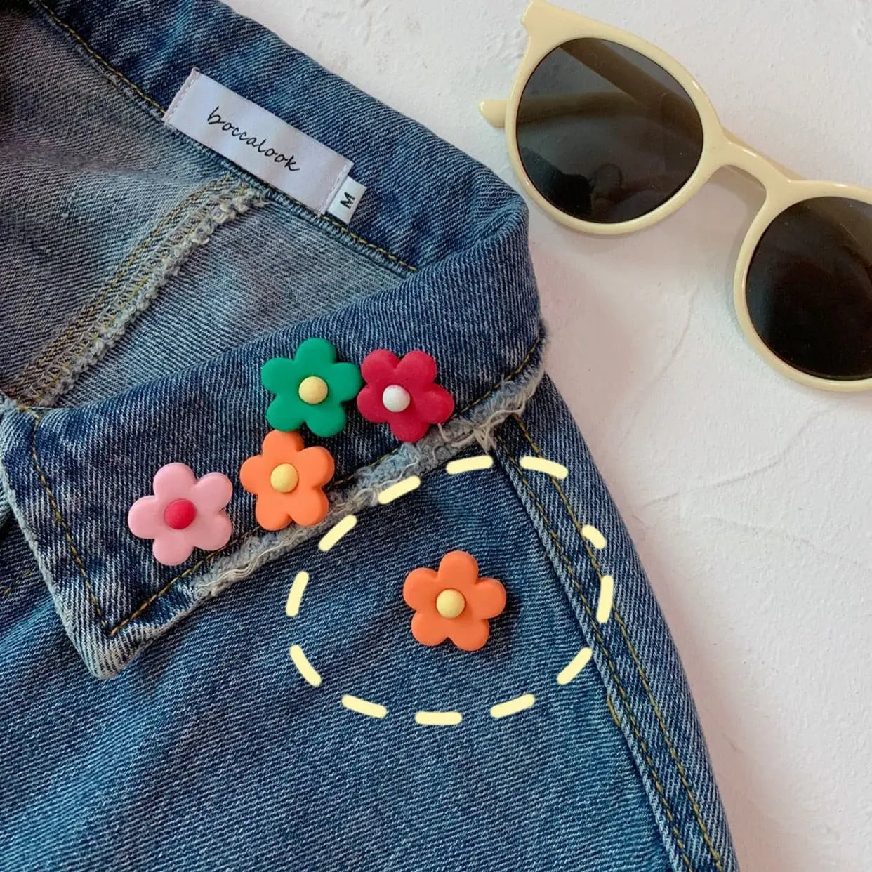 【ブローチ】カラフルなお花のプローチ・5点セット CawaKomostore