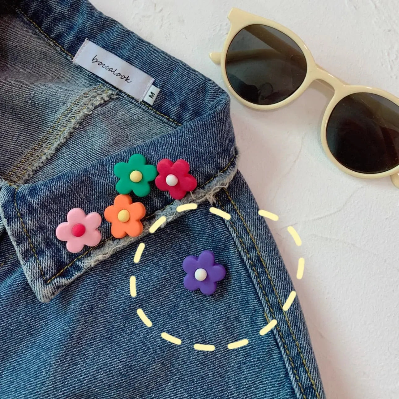 【ブローチ】カラフルなお花のプローチ・5点セット CawaKomostore